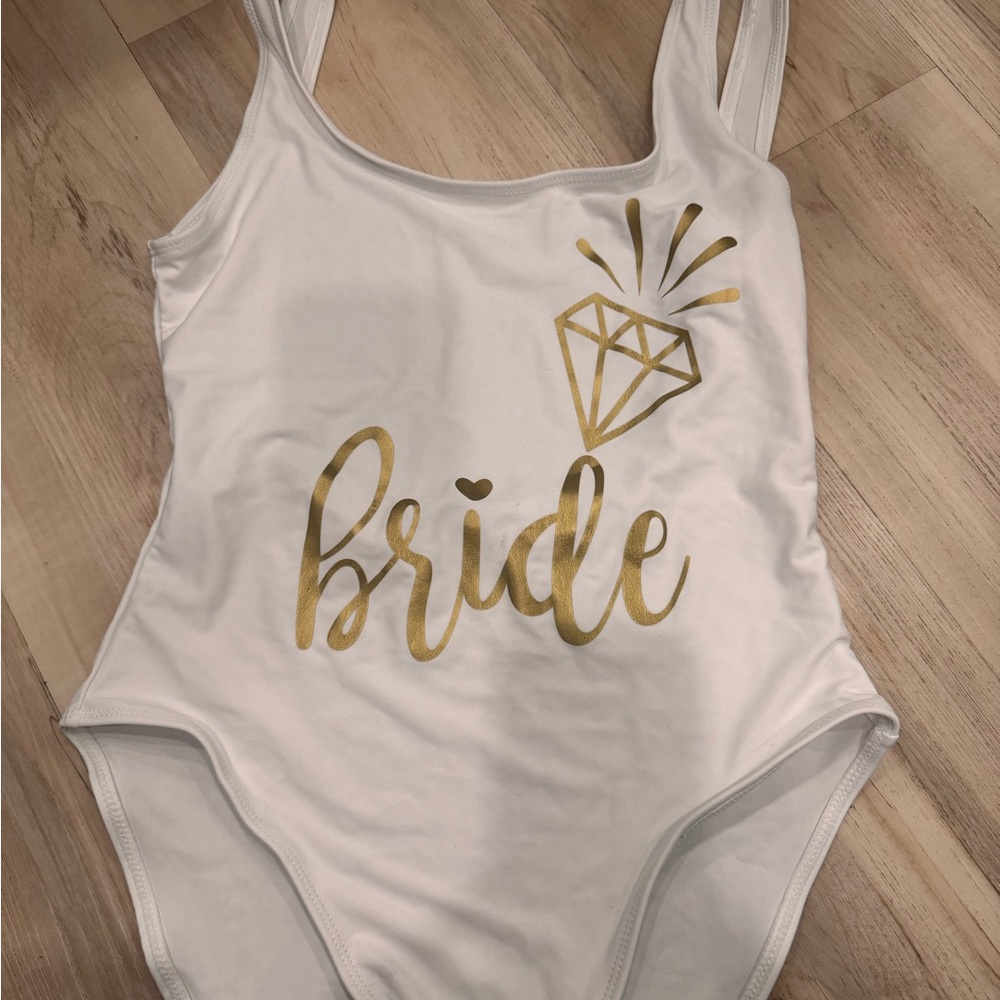 White and Gold Kids One Piece Swimsuit